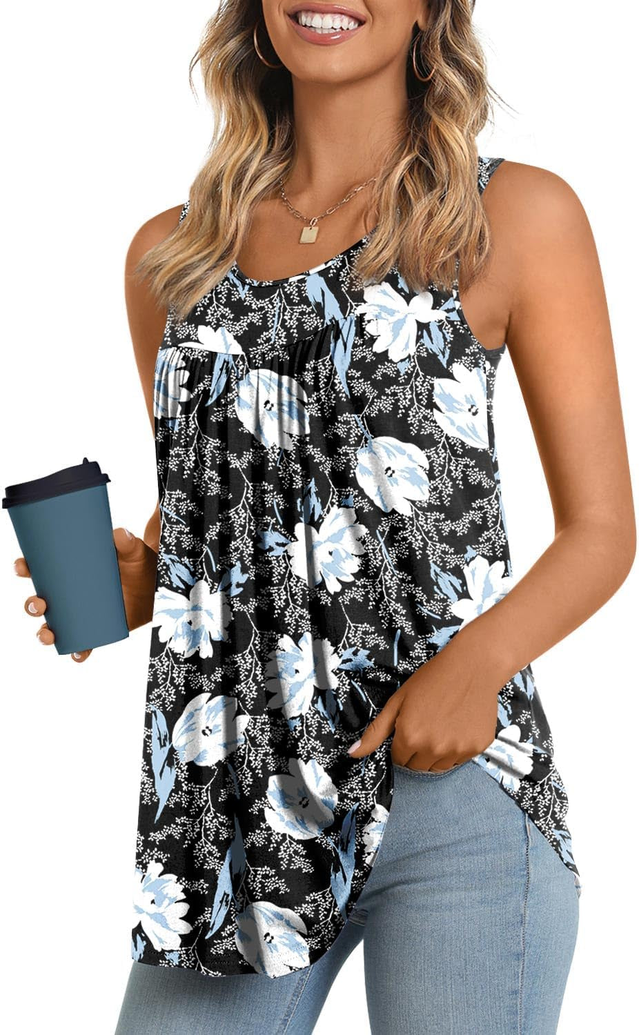 Women'S Tank Tops 2025 Summer Tunics Casual Sleeveless Shirts Ladies Loose Fit Blouses S-4XL