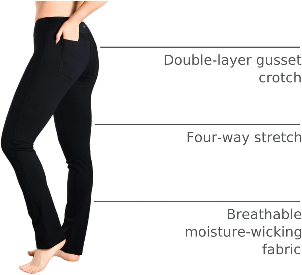 Women'S Petite/Regular/Tall Straight Leg Yoga Pants, Slim Fit Workout Pants