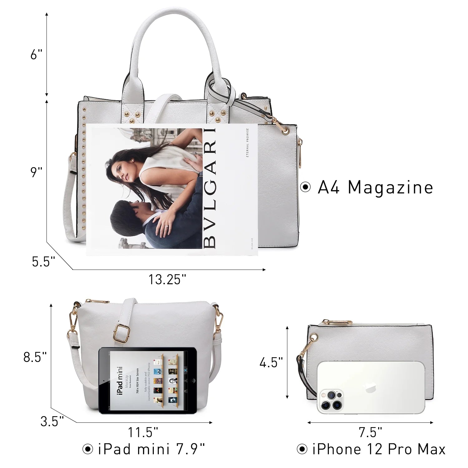 Women'S 3Pcs Purse Handbag Shoulder Bag Tote Satchel Hobo Bag Briefcase Work Bag for Ladies