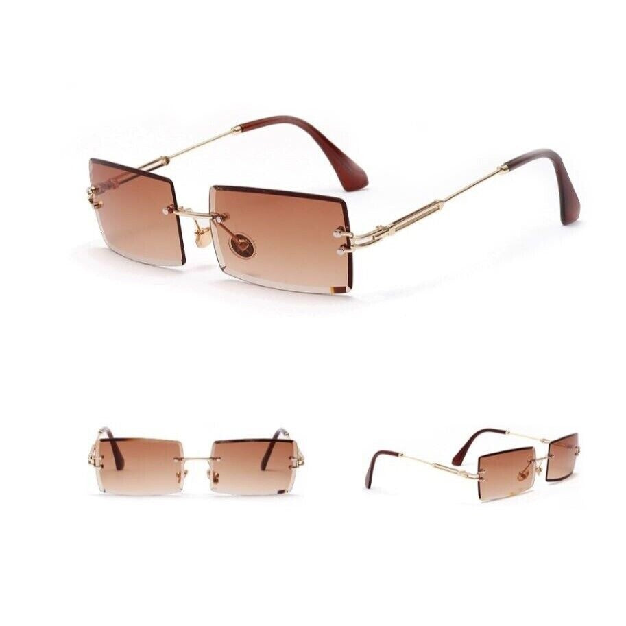 Rimless Sunglasses Women Fashion Trendy Square Frameless Shades Luxury Style New