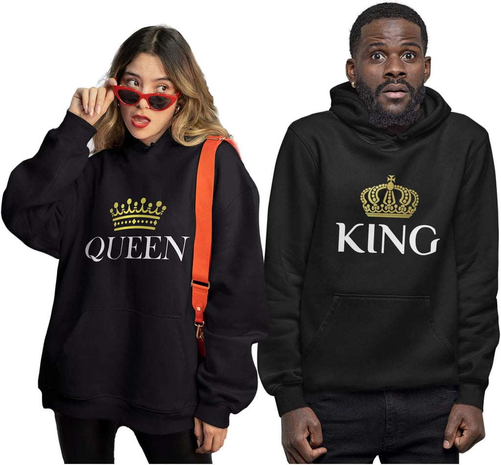 King & Queen Matching Couple Hoodie Set - His & Hers Pullover Hoodies - Valentine'S Day Gift for Couples