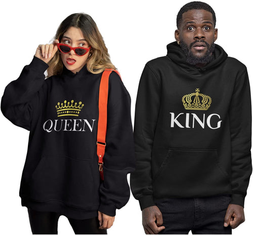 King & Queen Matching Couple Hoodie Set - His & Hers Pullover Hoodies - Valentine'S Day Gift for Couples