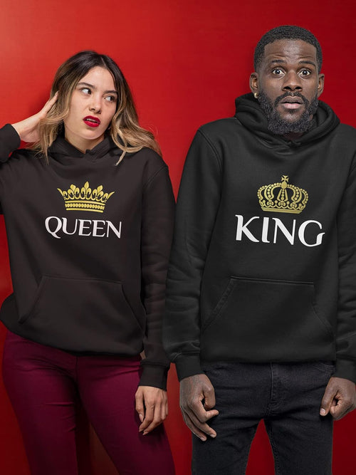 King & Queen Matching Couple Hoodie Set - His & Hers Pullover Hoodies - Valentine'S Day Gift for Couples