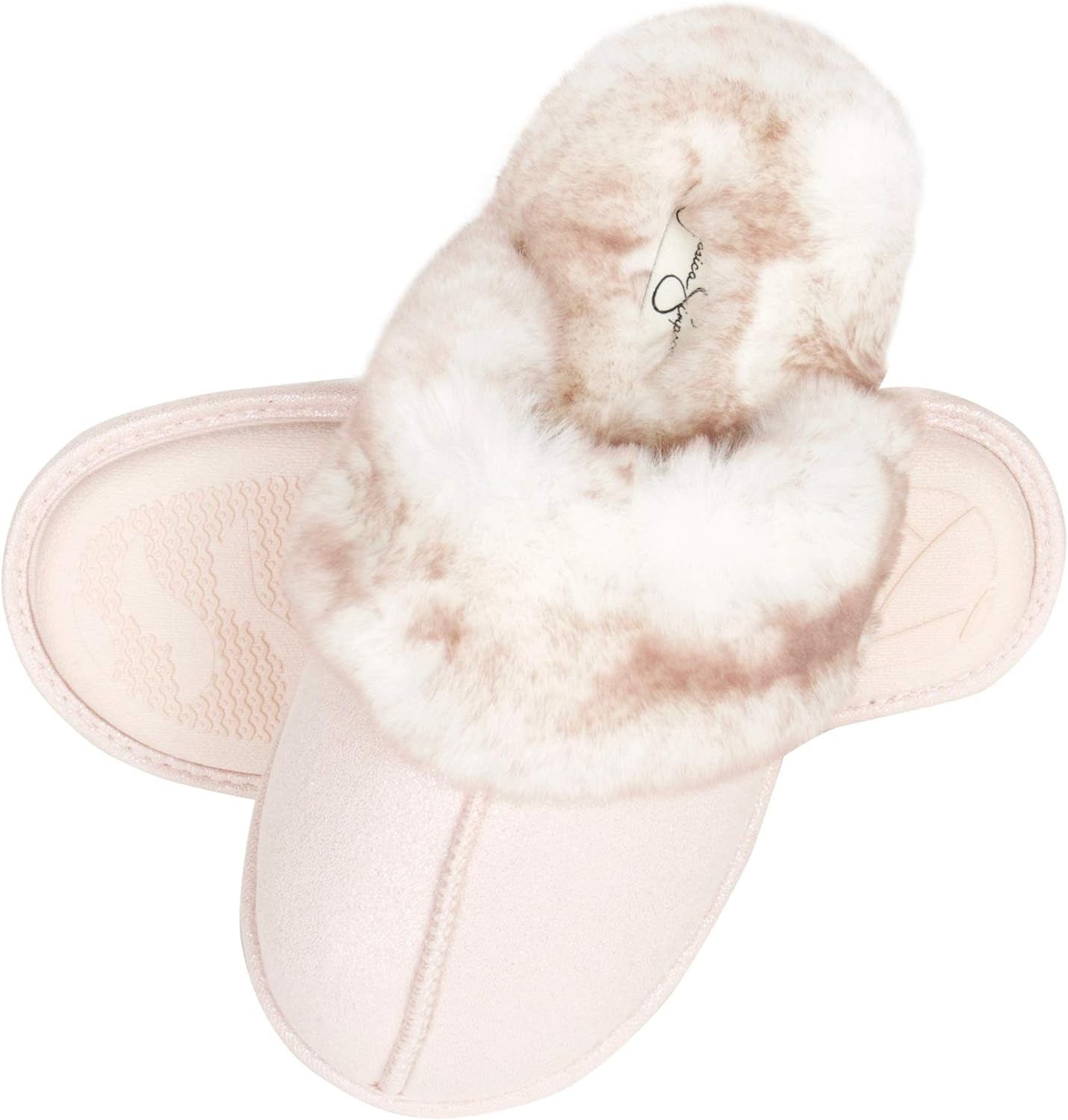 Womens Comfy Faux Fur House Slipper Scuff Memory Foam Slip on Anti-Skid Soleslipper